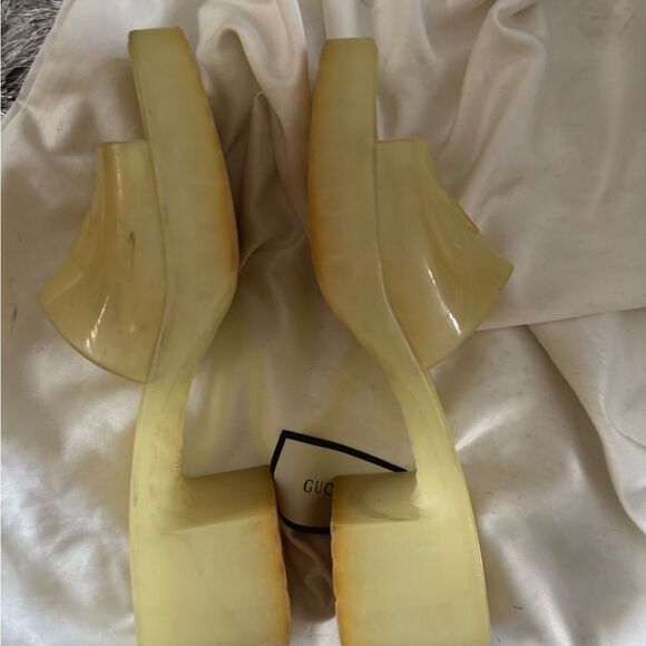 Gucci rubber slide ins shoes logo heels sandals jelly open toe shower slides - Picture 8 of 10